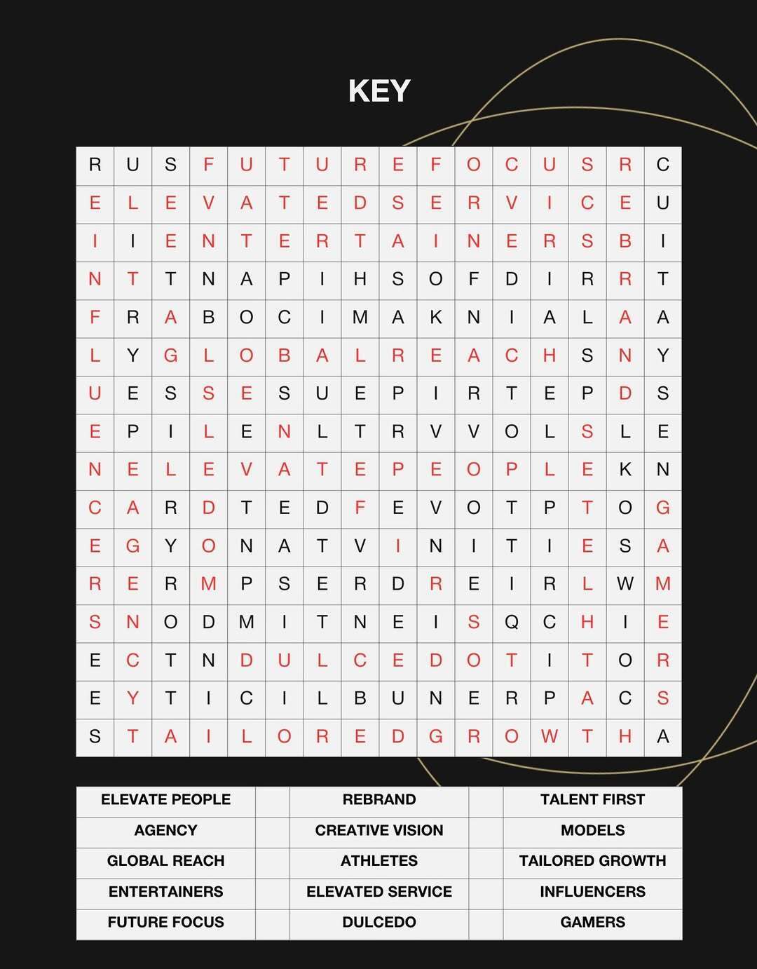 Image of our teaser word search key.