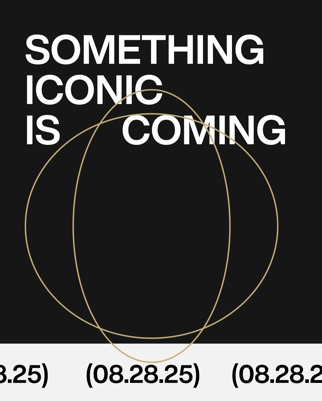 Image of the "something iconic is coming" teaser graphic, featuring our new branding on a black background.