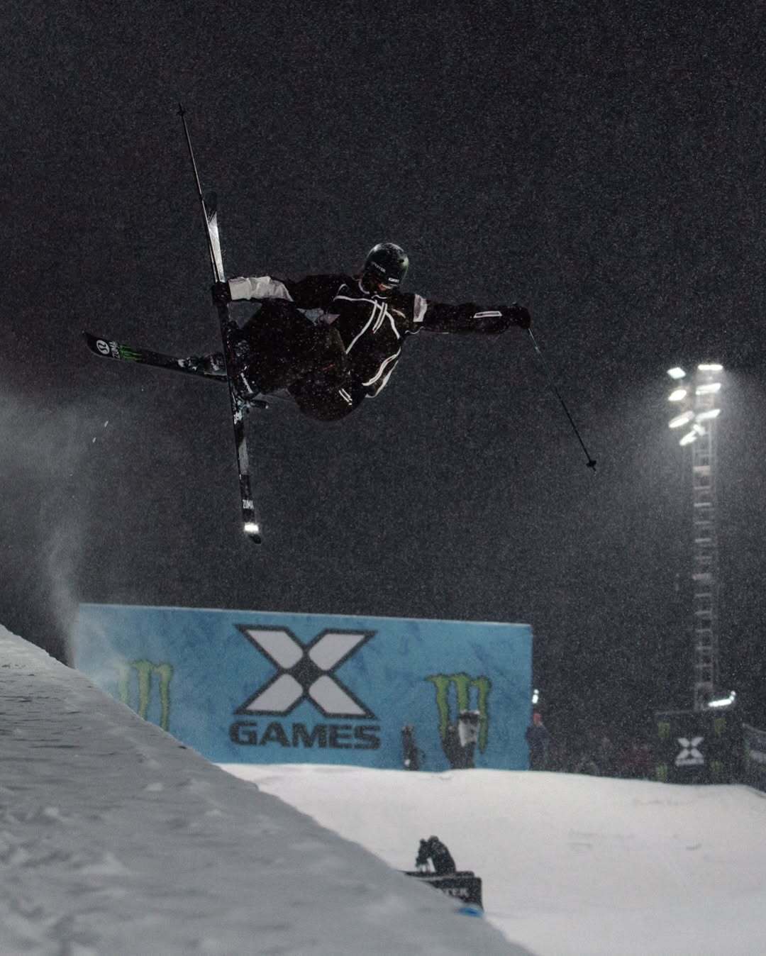 Cassie Sharpe, X Games Aspen athlete, performing a technical ski trick during her Women’s Ski SuperPipe run at X Games Aspen 2026