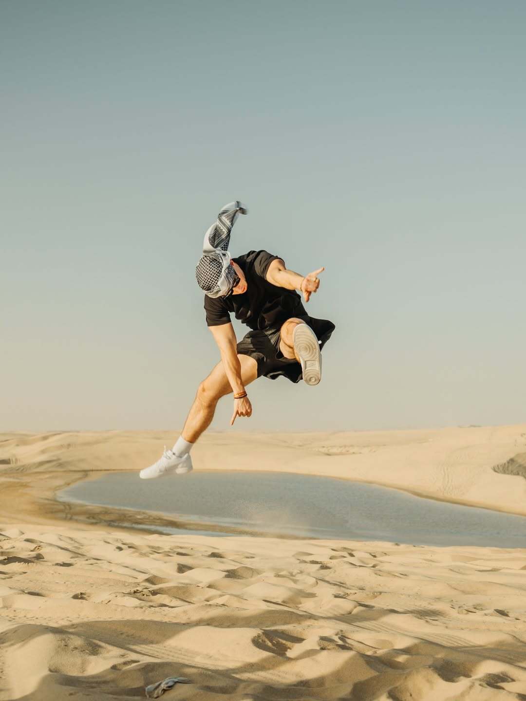 Kevin Cooney in the Qatar desert