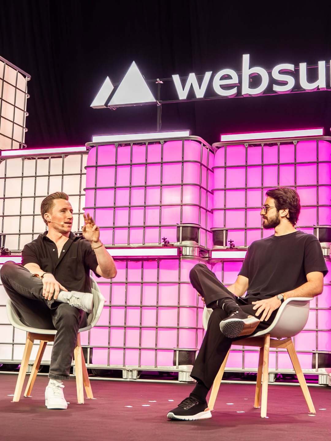 Kevin Cooney speaking with Stefano Fallaha, CEO & CO-Founder of Podeo, at Web Summit Qatar