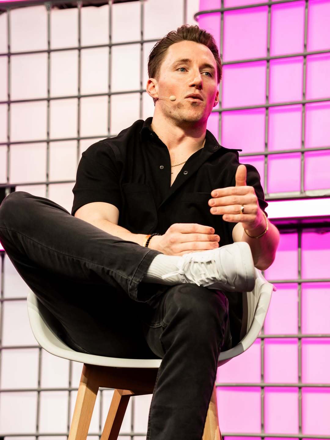 Kevin Cooney on stage speaking at Web Summit Qatar