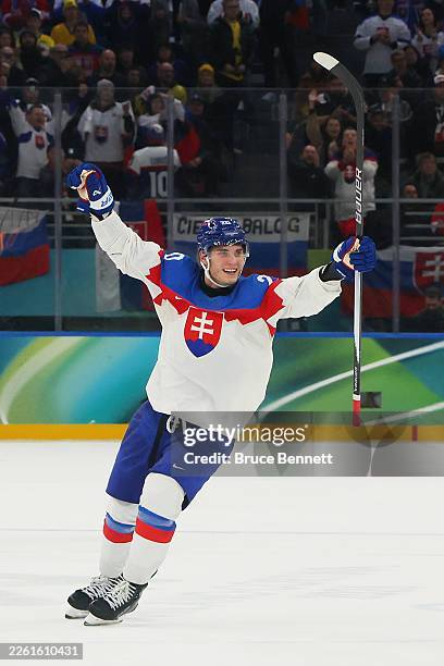 Juraj Slafkovský representing Slovakia at the Milano Cortina 2026 Winter Olympics, recording 4 goals and 4 assists.