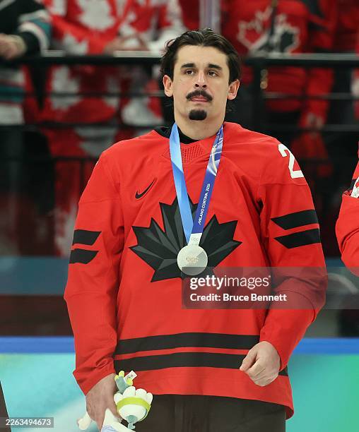 Seth Jarvis for Team Canada during the Canada vs USA Gold Medal game at the Milano Cortina 2026 Winter Olympics.