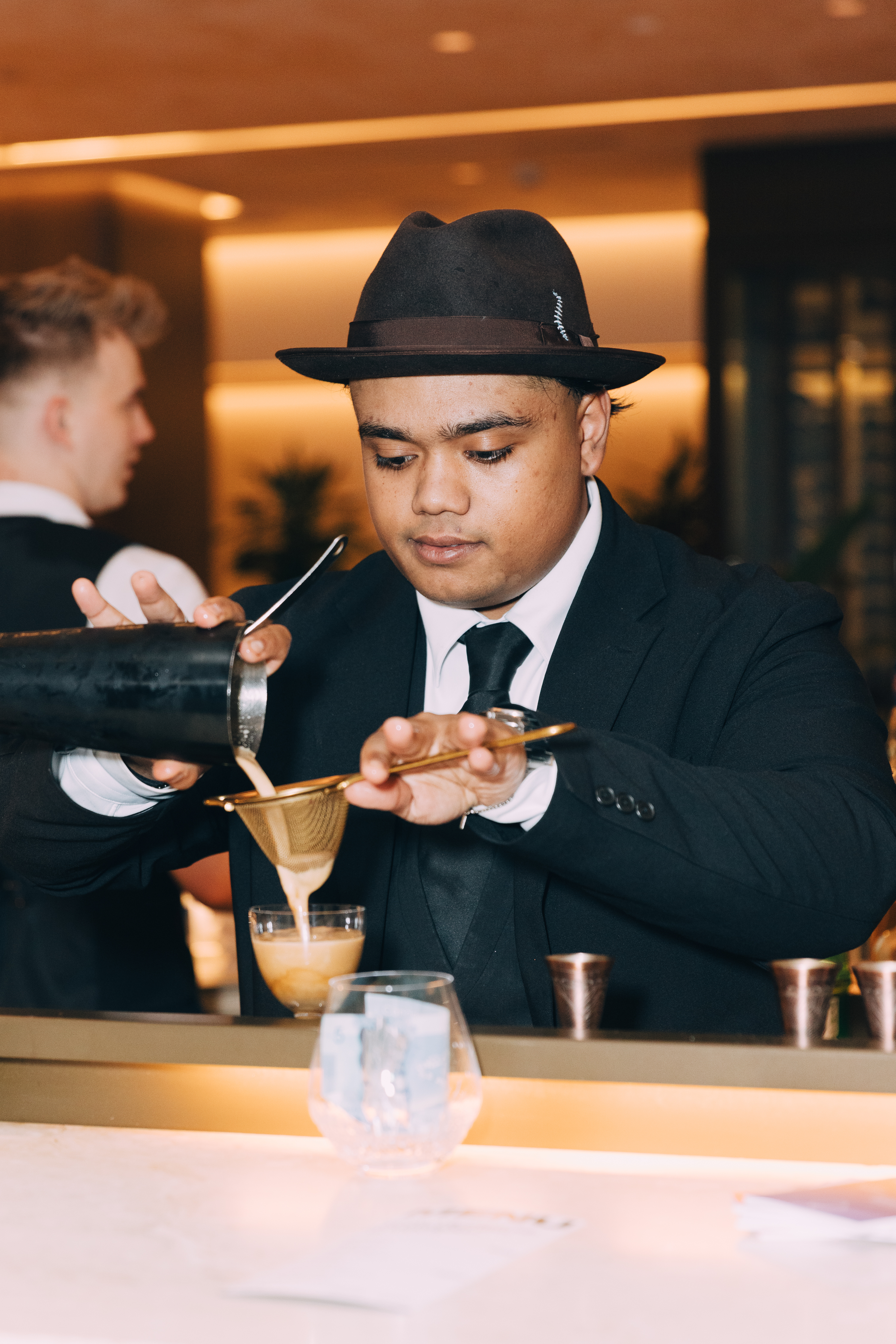 Barista making a drink at the launch event