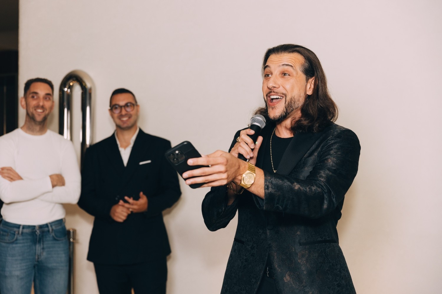 CEO Karim Leduc, presenting a speech at the Rebrand Launch Event.